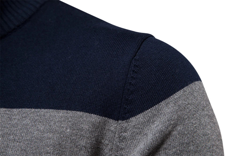 Eleganter gestreifter Slim-Fit Herrenpullover mit Reißverschluss – Stil trifft Komfort