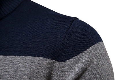 Eleganter gestreifter Slim-Fit Herrenpullover mit Reißverschluss – Stil trifft Komfort