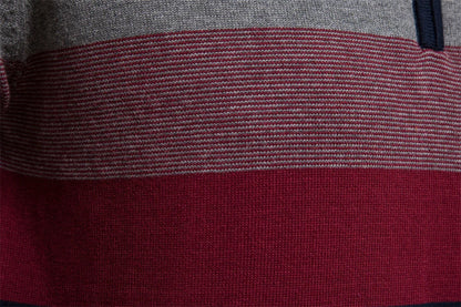 Eleganter gestreifter Slim-Fit Herrenpullover mit Reißverschluss – Stil trifft Komfort