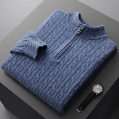 Eleganter Herrenpullover mit weichem Stoff und modernem Halb-Reißverschluss