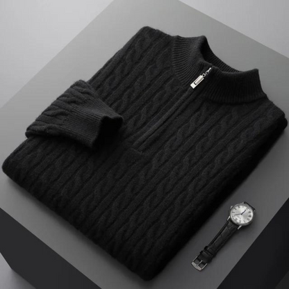 Eleganter Herrenpullover mit weichem Stoff und modernem Halb-Reißverschluss