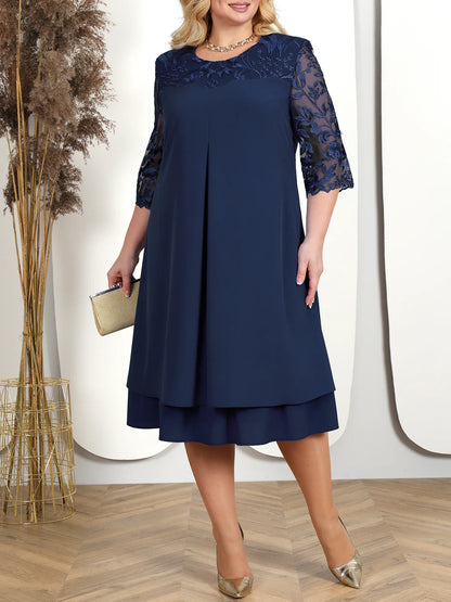 Elegantes besticktes Abendkleid in Übergröße | Komfortables Maxikleid für Damen