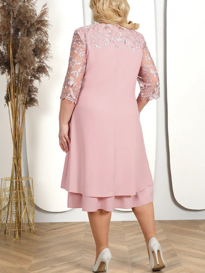 Elegantes besticktes Abendkleid in Übergröße | Komfortables Maxikleid für Damen