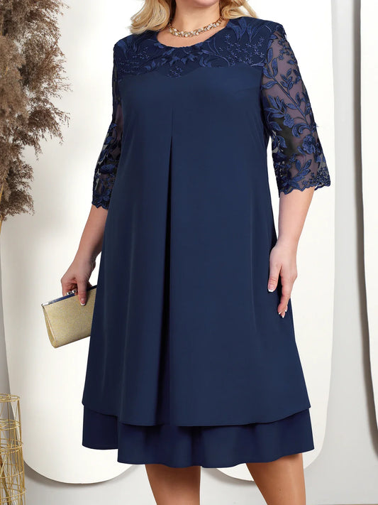 Elegantes besticktes Abendkleid in Übergröße | Komfortables Maxikleid für Damen