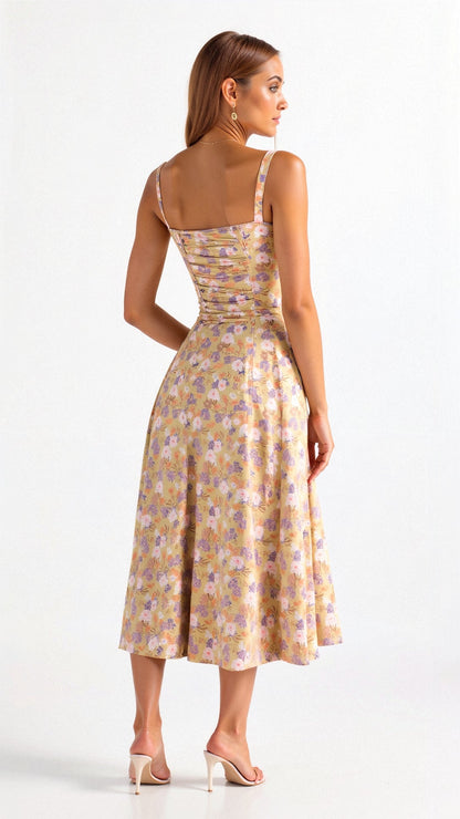 Elena – Sommerliches Midi-Kleid mit Trägern & Schlitz – Luftig, elegant & perfekt für warme Tage