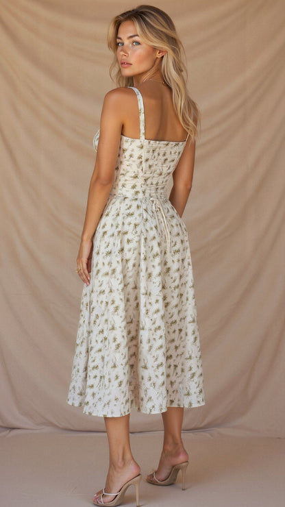 Elena – Sommerliches Midi-Kleid mit Trägern & Schlitz – Luftig, elegant & perfekt für warme Tage