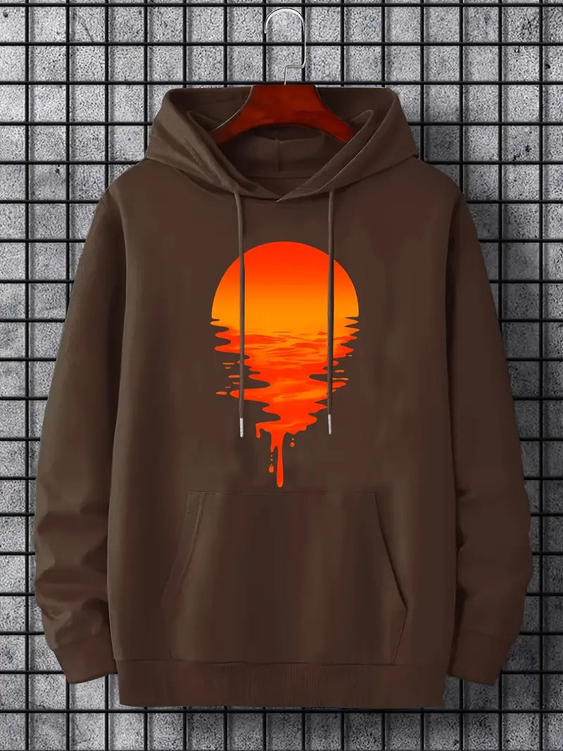 Kapuzenpullover mit trendigem Sonnenuntergangsdesign für Herren