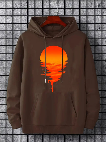 Kapuzenpullover mit trendigem Sonnenuntergangsdesign für Herren