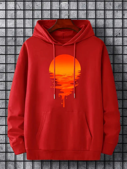 Kapuzenpullover mit trendigem Sonnenuntergangsdesign für Herren