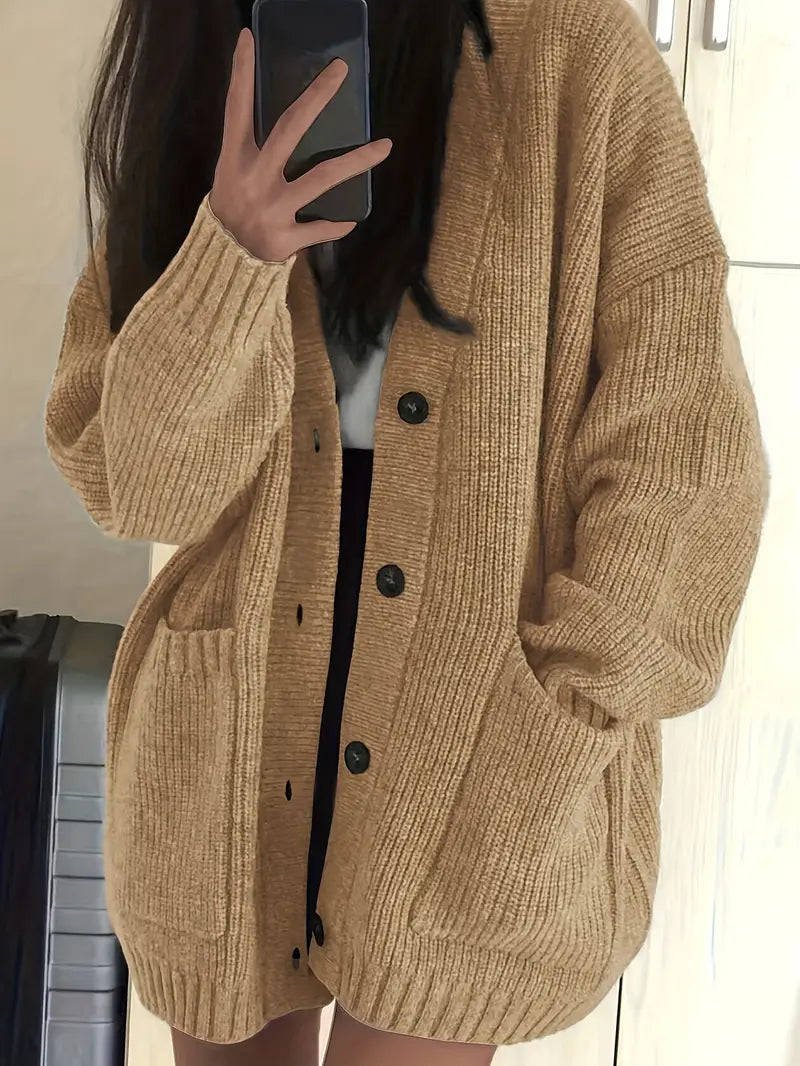 Klassische V-Ausschnitt Strickjacke – Warmer Cardigan für Herbst und Winter