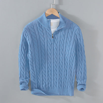 Klassischer Baumwoll-Pullover für Herren mit modernem Halbreißverschluss