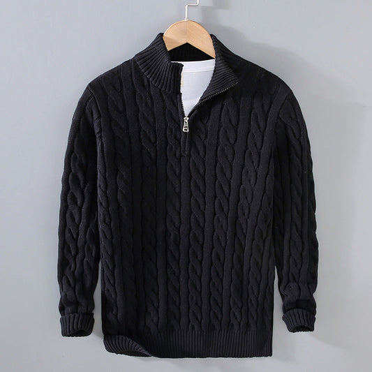 Klassischer Baumwoll-Pullover für Herren mit modernem Halbreißverschluss