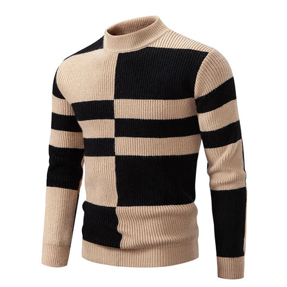 Klassischer Rundhals-Herrenpullover aus hochwertigem Strickmaterial