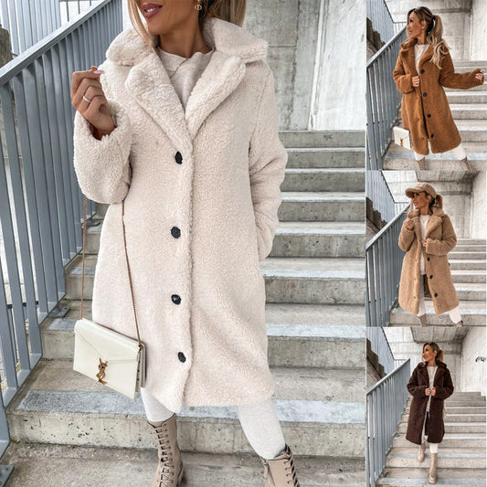 Kuschelige Damen Plüschjacke mit Revers – Perfekter Winterstil und Komfort