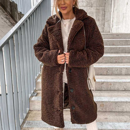 Kuschelige Damen Plüschjacke mit Revers – Perfekter Winterstil und Komfort