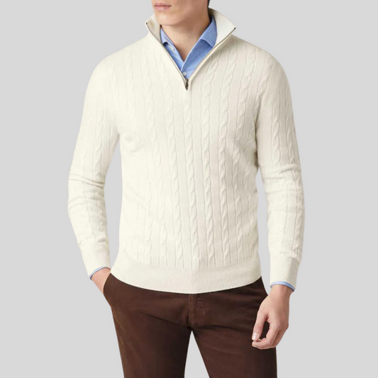 Luxuriöser Kaschmir-Reißverschluss-Pullover für Herren