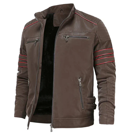 Robuste Herren Motorrad-Lederjacke für stilvolle Abenteuer