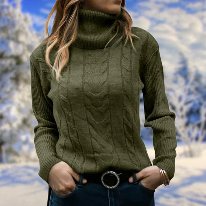 Stylischer Damenpullover mit langem Kragen und Ärmeln – Komfort trifft Trend