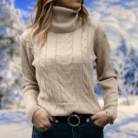 Stylischer Damenpullover mit langem Kragen und Ärmeln – Komfort trifft Trend