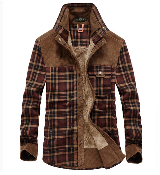 Stylischer Flanell-Wintermantel für Herren mit modernem Stehkragen