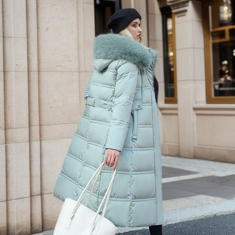 Stylischer Wintermantel mit Fellkapuze und Gürtel – Bequeme Damenjacke in verschiedenen Farben