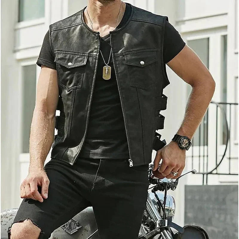 Stylishe Herren-Lederweste ohne Ärmel – Perfekt für jeden Anlass!