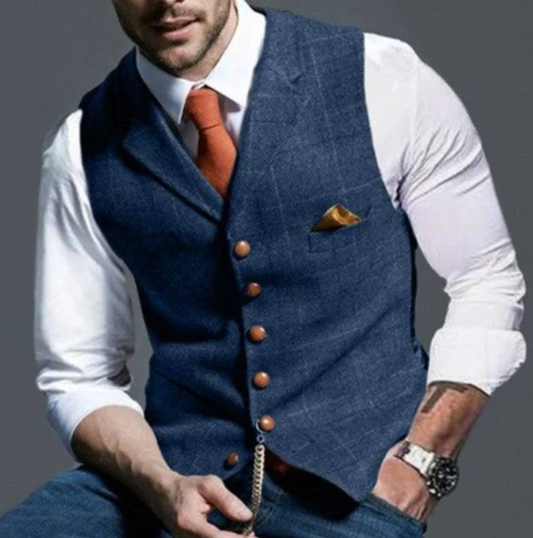 Victor | Herren-Weste im Vintage-Stil mit Reverskragen und Knopfleiste