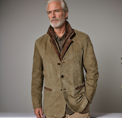 Wildlederjacke Herren – Strukturierter Schnitt mit Reverskragen