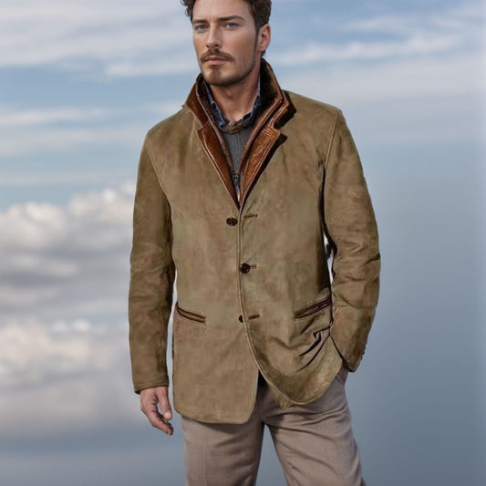 Wildlederjacke Herren – Strukturierter Schnitt mit Reverskragen
