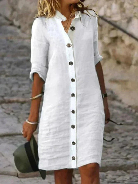 Yrsa | Damen-Sommerkleid mit Knopfleiste – luftig, bequem und vielseitig
