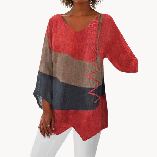 Zorya | Damenbluse mit raffiniertem dreifarbigem Design und fließender Passform